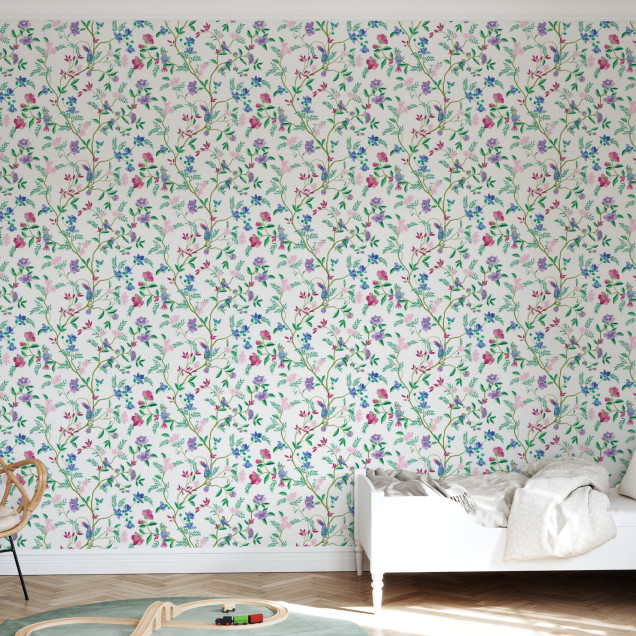 Fototapet floral cu pasari