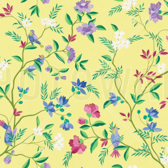 Fototapet floral galben cu flori multicolore