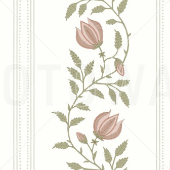Striped Rose - Pink and Green, Photowall