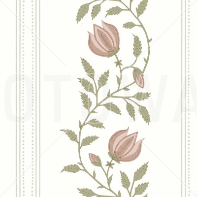 Striped Rose - Pink and Green, Photowall