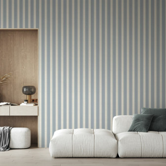 Tapet cu dungi verticale albastre într-un decor interior elegant