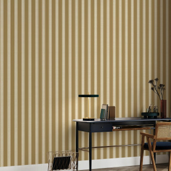 Fototapet cu dungi ocru într-un interior elegant