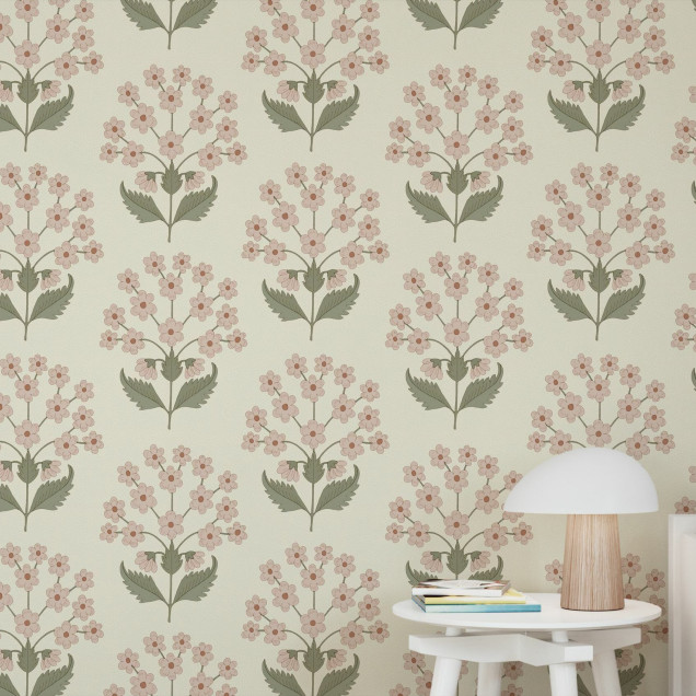 Fototapet floral cu buchete roz pastel
