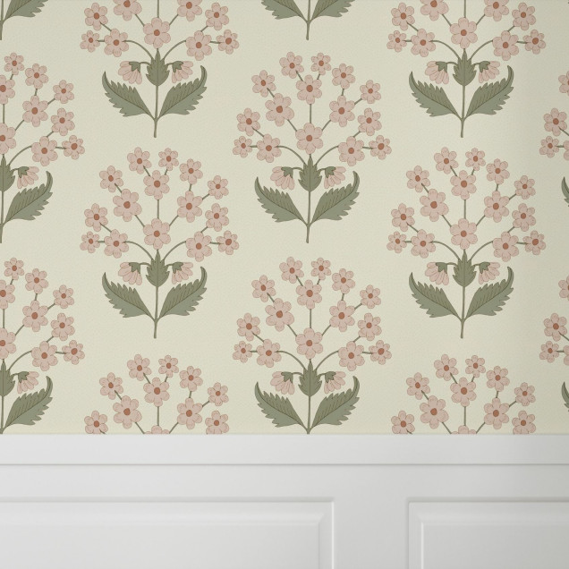 Fototapet floral cu buchete roz pastel