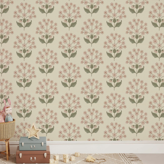 Fototapet floral cu buchete roz pastel