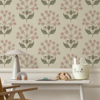 Fototapet floral cu buchete roz pastel