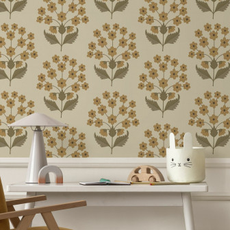 Fototapet floral galben cu design elegant