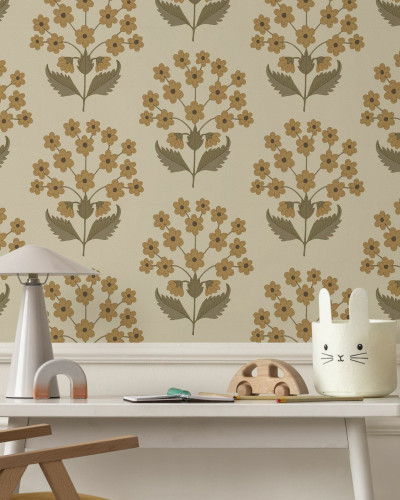 Fototapet floral galben cu design elegant