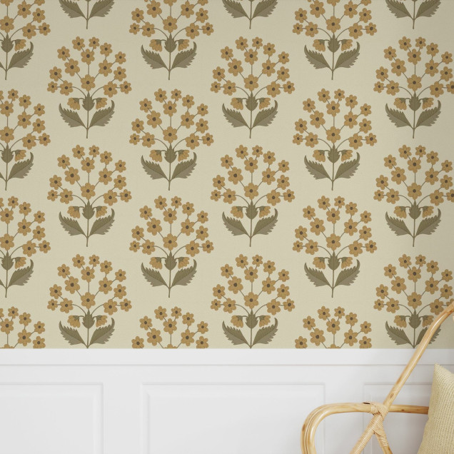Fototapet floral galben cu design elegant