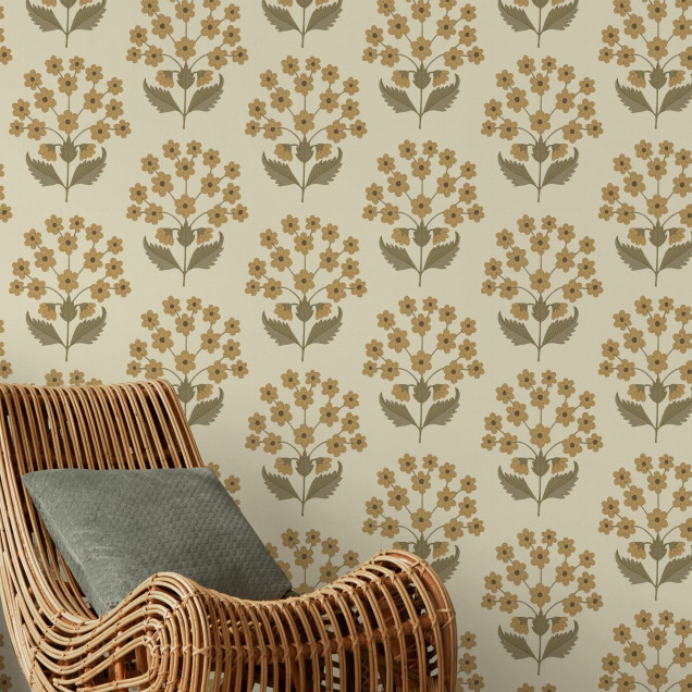 Fototapet floral galben cu design elegant