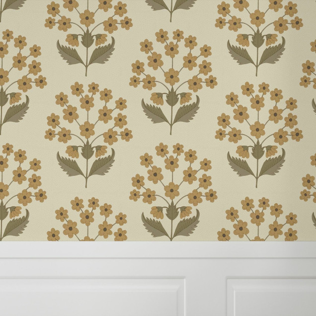 Fototapet floral galben cu design elegant