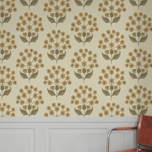 Fototapet floral galben cu design elegant