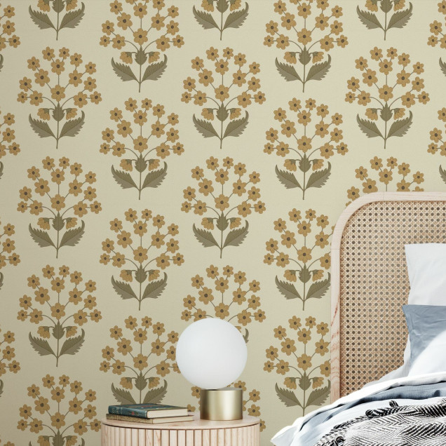 Fototapet floral galben cu design elegant