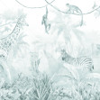 Jungle Friends with Jungle Background - Turquoise, Photowall