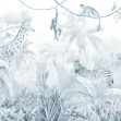 Jungle Friends with Jungle Background - Blue, Photowall