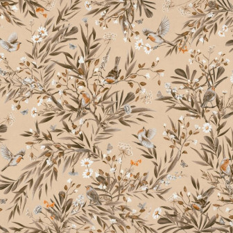 Playful Robins - Vintage - Beige, Photowall