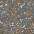 Playful Robins - Vintage - Blue, Photowall