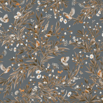 Playful Robins - Vintage - Blue, Photowall