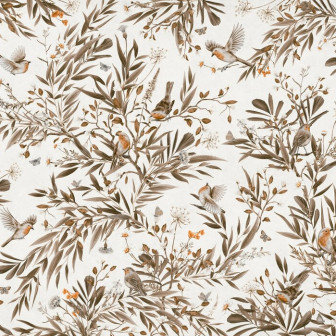 Playful Robins - Vintage - White, Photowall