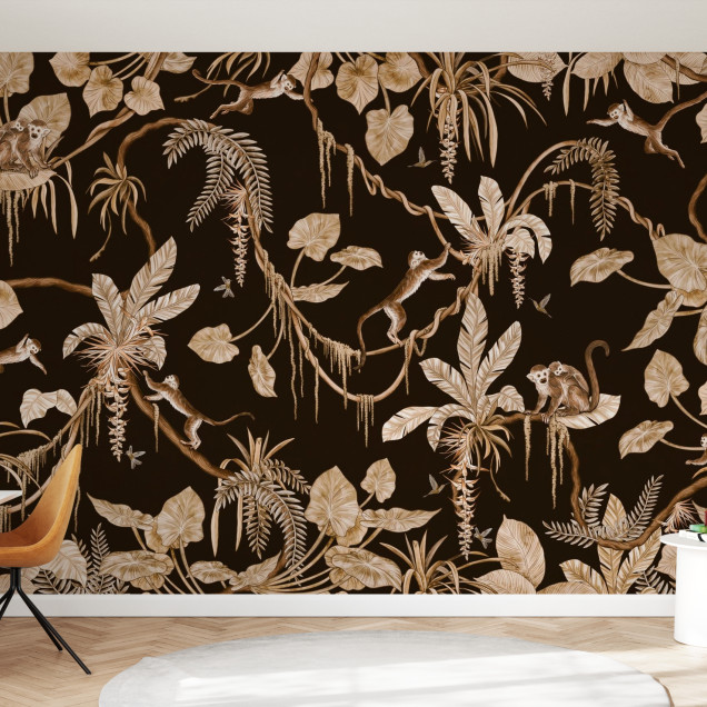 Tapet cu design vintage cu maimuțe jucăușe