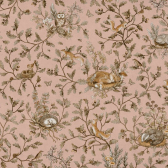 Fototapet cu animale din padure si design vintage roz