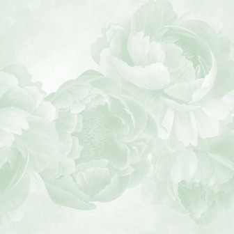 Fototapet floral cu design de bujori verzi într-un living modern