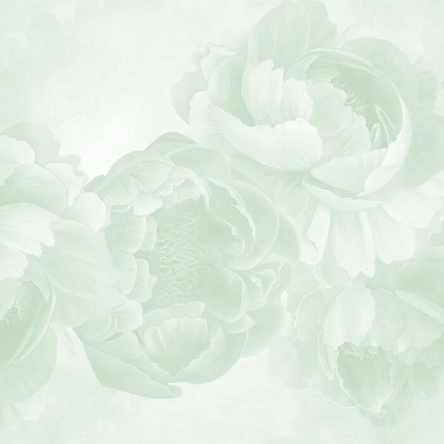 Fototapet floral cu design de bujori verzi într-un living modern
