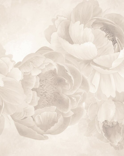 Fototapet floral bej cu bujori