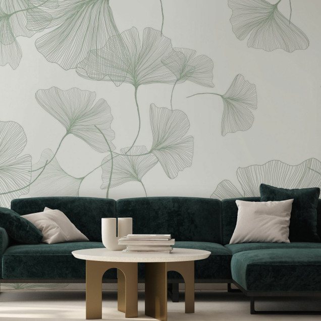 Fototapet cu frunze verzi delicate
