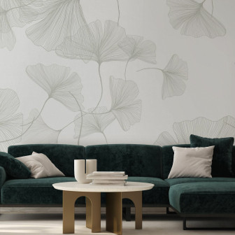 Fototapet cu design delicat de frunze stilizate