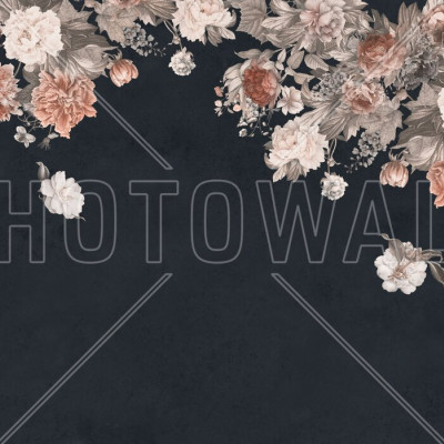 Fototapet cu flori vintage pe fundal bleumarin