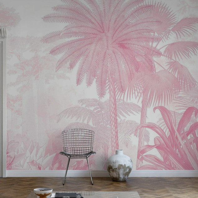Fototapet cu peisaj tropical roz