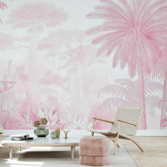 Fototapet cu peisaj tropical roz