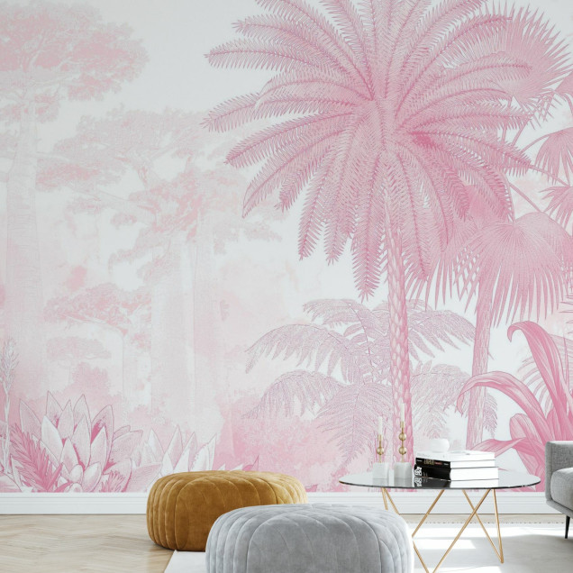 Fototapet cu peisaj tropical roz