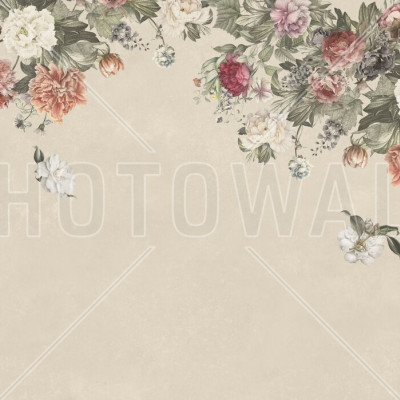 Fototapet floral vintage bej