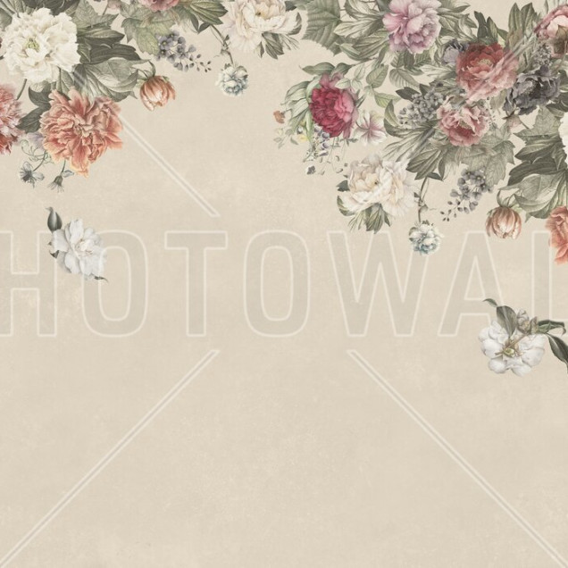 Fototapet floral vintage bej