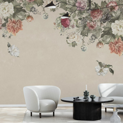 Fototapet floral vintage bej
