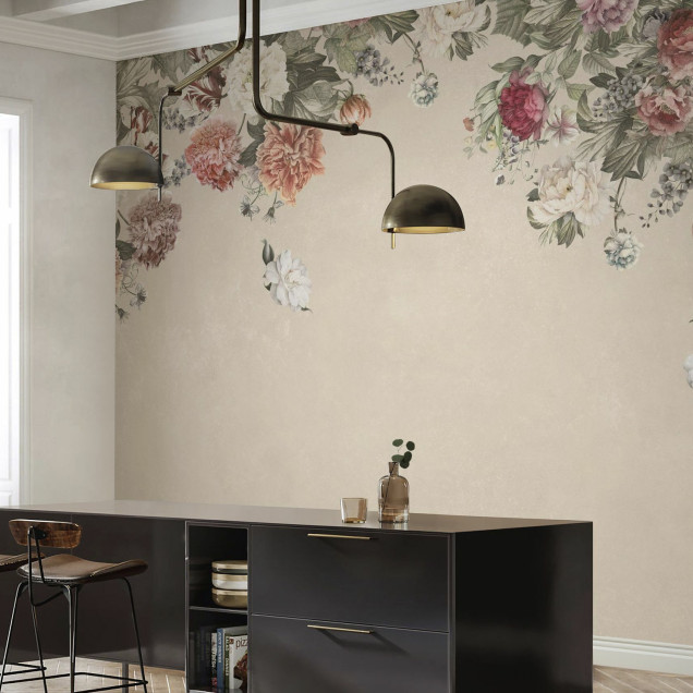 Fototapet floral vintage bej