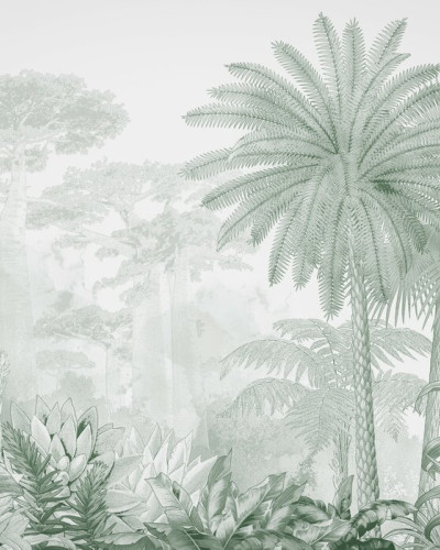 Fototapet cu peisaj tropical verde, decor interior living