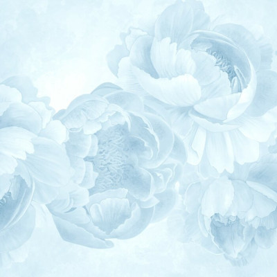 Fototapet floral cu pioni albastru deschis într-un interior modern