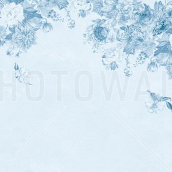 Vintage Flower Wall - All Blue, Photowall
