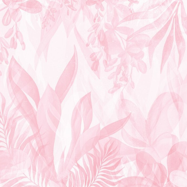 Fototapet floral roz cu frunze stilizate intr-un decor interior elegant