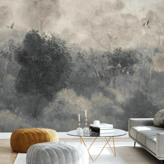 Fototapet cu peisaj romantic bej, ideal pentru living