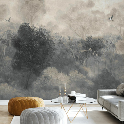 Fototapet cu peisaj romantic bej, ideal pentru living