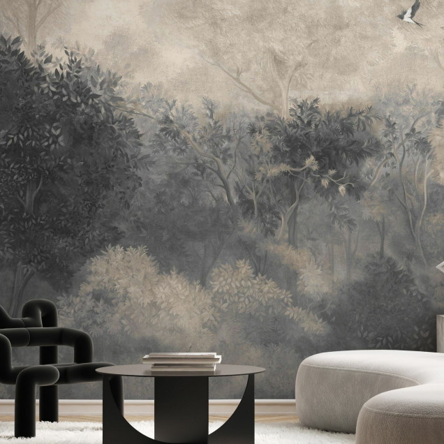 Fototapet cu peisaj romantic bej, ideal pentru living