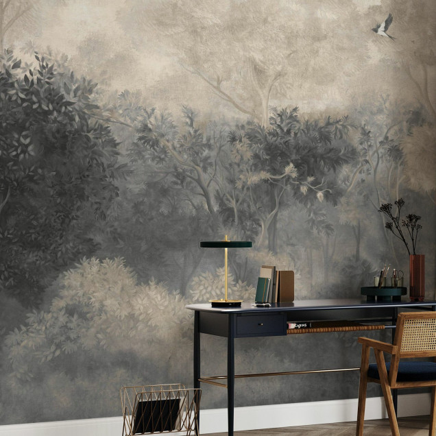 Fototapet cu peisaj romantic bej, ideal pentru living