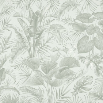 Fototapet cu design floral în nuanțe de verde într-un living modern