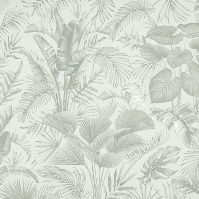 Fototapet cu design floral în nuanțe de verde într-un living modern