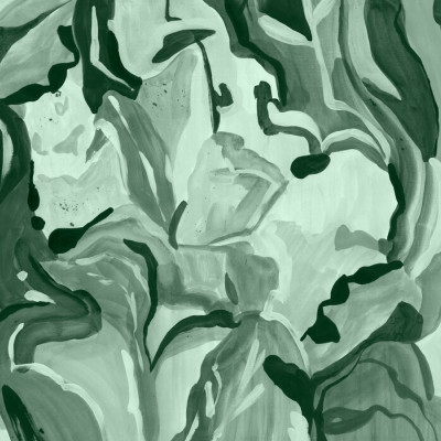 Fototapet cu design botanical abstract în nuanțe de verde
