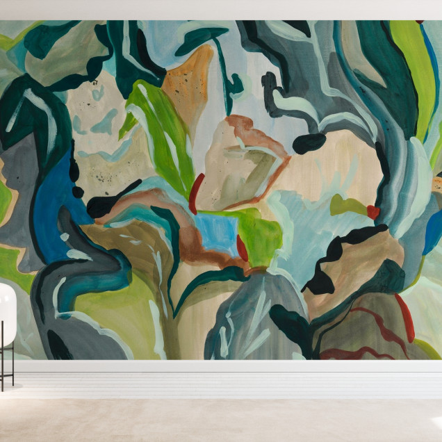 Fototapet abstract cu design botanic multicolor